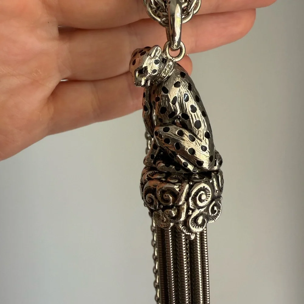 Roberto Cavalli Authentic Silver Color Chunky Panther Necklace - Picture 4 of 8
